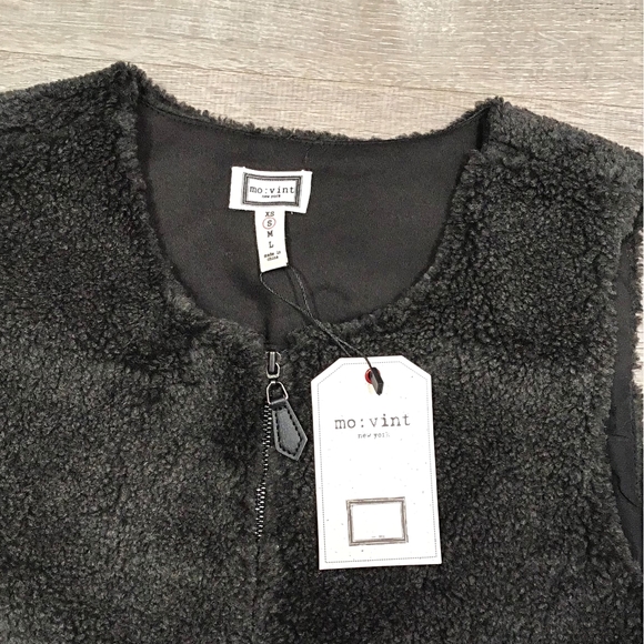 Mo:Vint Anthropologie Black Faux Sherpa Vest - Picture 2 of 10